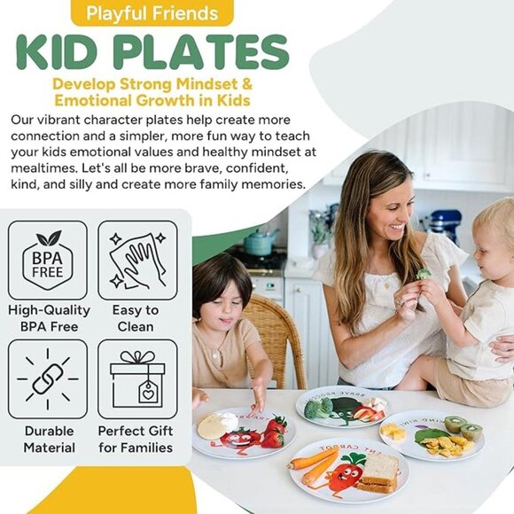 Playful Friends Kid Plates - Kids Healthy Mindset *NEW* - Picture 4 of 5